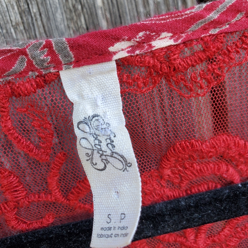 Free People Red Flowal Flowy Tunic Dress - Picture 6 of 7